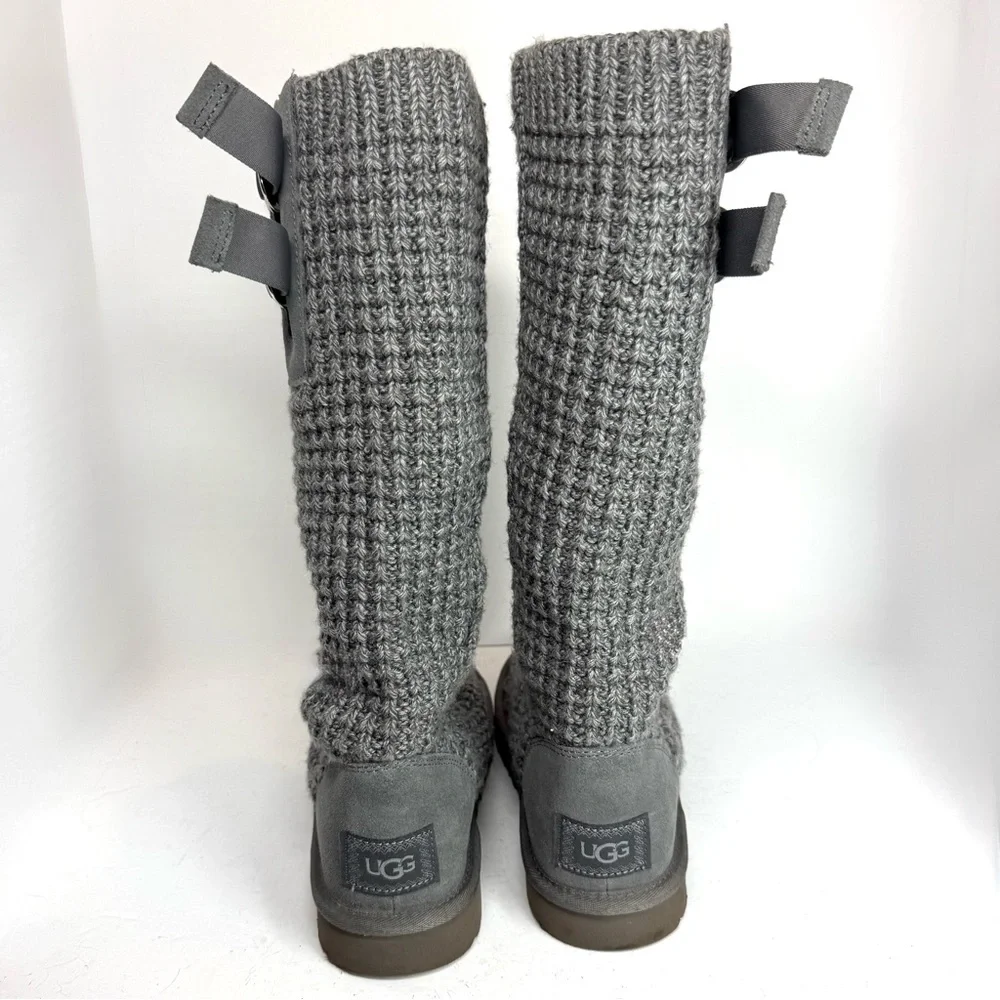 Ugg Classic Solene Tall Gray Knit‎ Women's Boots Women’s Size 8